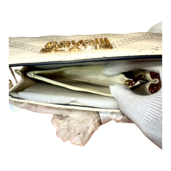 Cavalli Class Ivory Quilt Stitch Wallet Phone Crossbody Clutch Purse Handbag - Picture 7 of 10